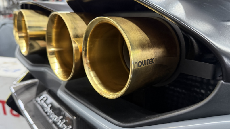 Photo of Novitec Stainless Steel Gold Tailpipes for the Lamborghini Revuelto - Image 2